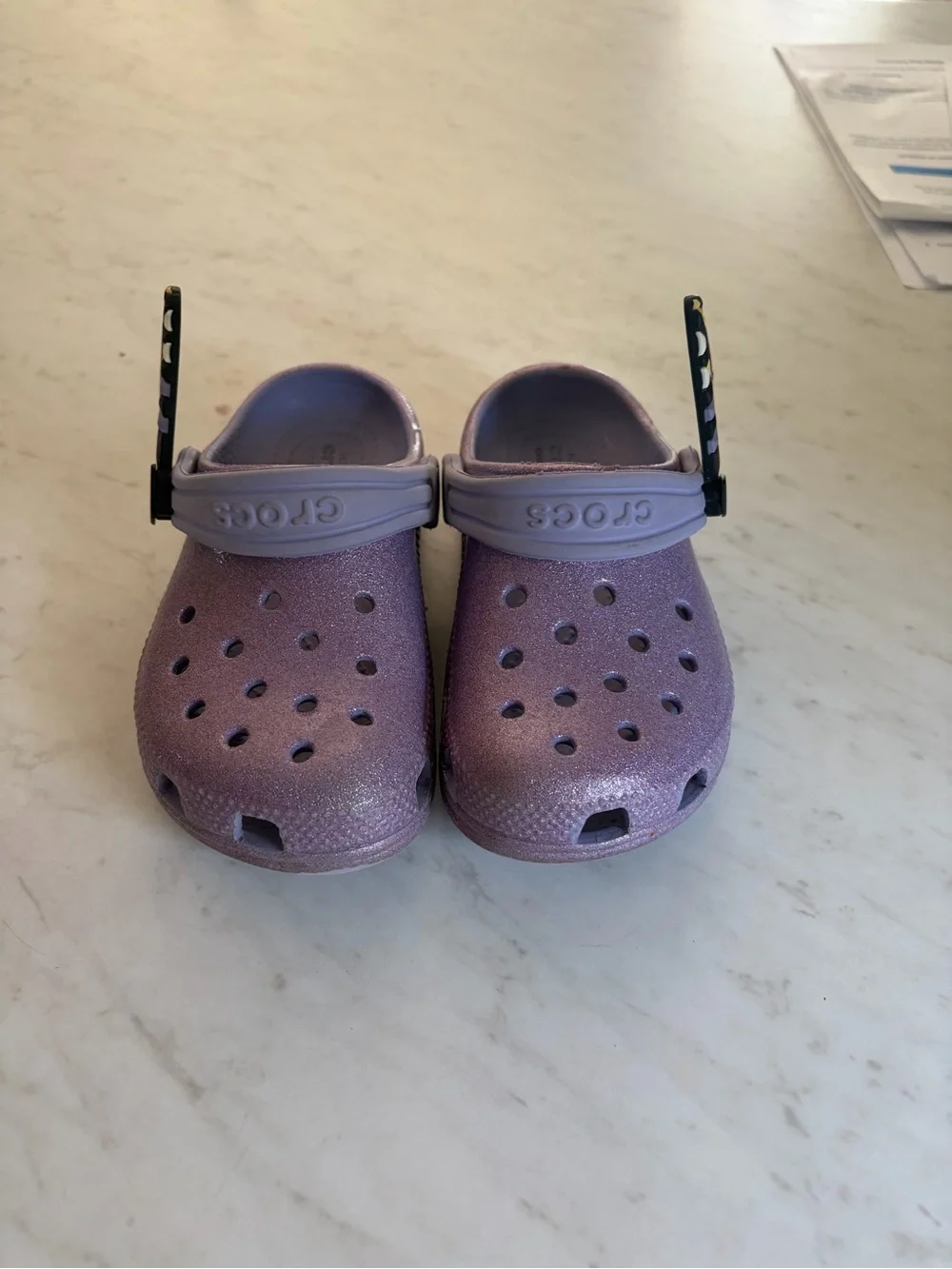 CROCS Kids' Glitter Classic Clog in Lavender